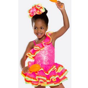 NEW Revolution Dancewear Ay Caramba Pink Yellow Size SC Style 17120 TuTu Costume